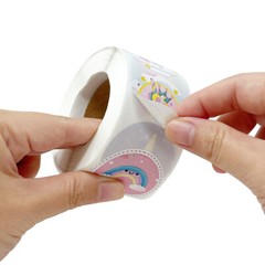 Wrapables 1.5 inch Unicorn Stickers Roll (500pcs) for Cards, Bags, Boxes