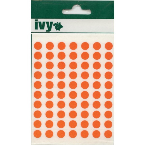 Ivy Orange 8mm Self Adhesive Round Dot Labels 980 Labels 232710