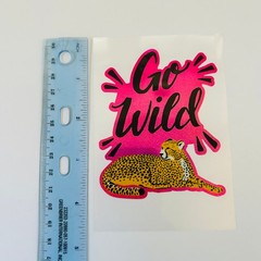 Vintage Y2K Retro Die Cut Prism Glitter Foil Decal GO WILD Cheetah theme 6pk