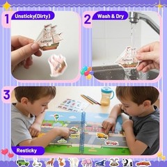 Waterproof Reusable Jelly Sticker Books for Toddlers 2-6 – 3 Set Activity Toys