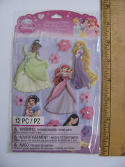 3D DISNEY PRINCESS Stickers Flowers Gems 12 Pieces NIP