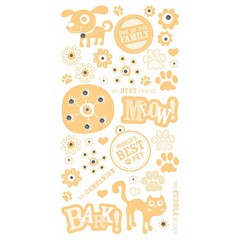 BasicGrey MAX & WHISKERS SPARKLING RUB-ONS -MAIZE IMAGES with GREY RHINESTONES