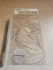 Sticko~Brown Orange Leaves~Vellum Shiny Stickers