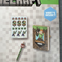 Minecraft Survival Mode Stationery Bundle: Notebook, Pen, And Sticker Sheet
