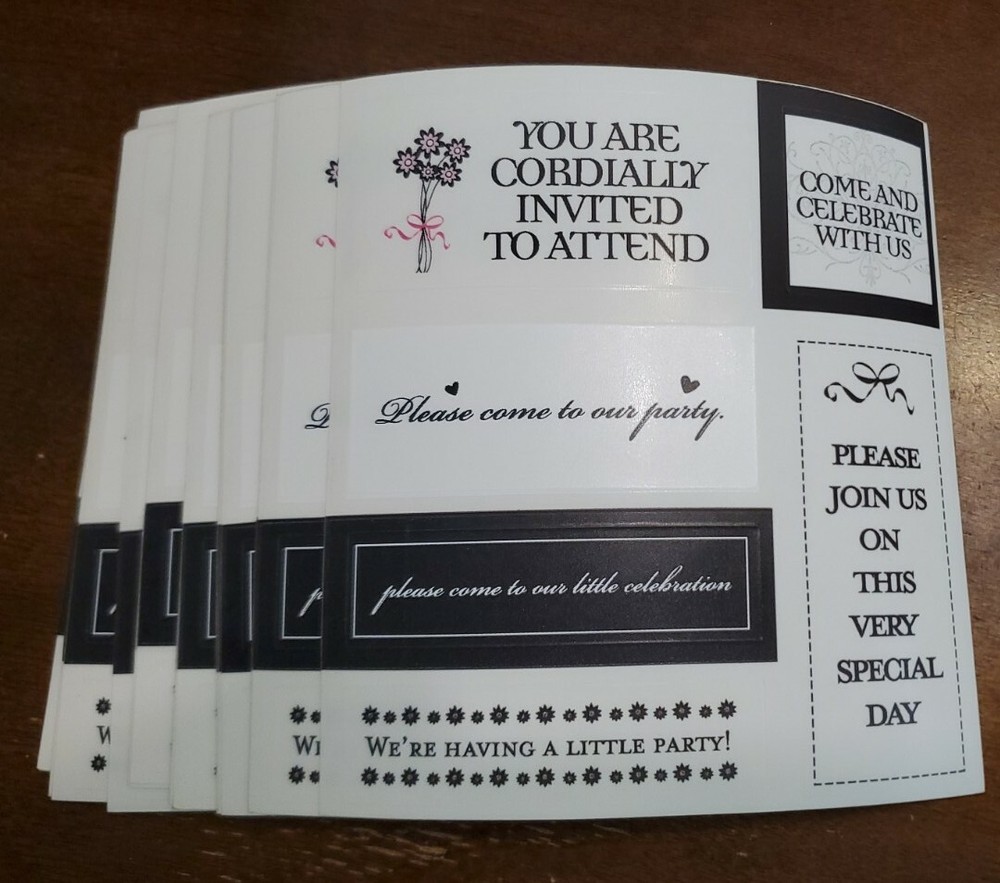 18 Jo-Ann Craft Essentials Sticker Card Captions «You’re Invited» clear stickers