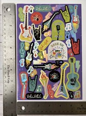 Rock Roll Guitar Rock On Music Microphone Drums Peace Stickers Single Sheet New