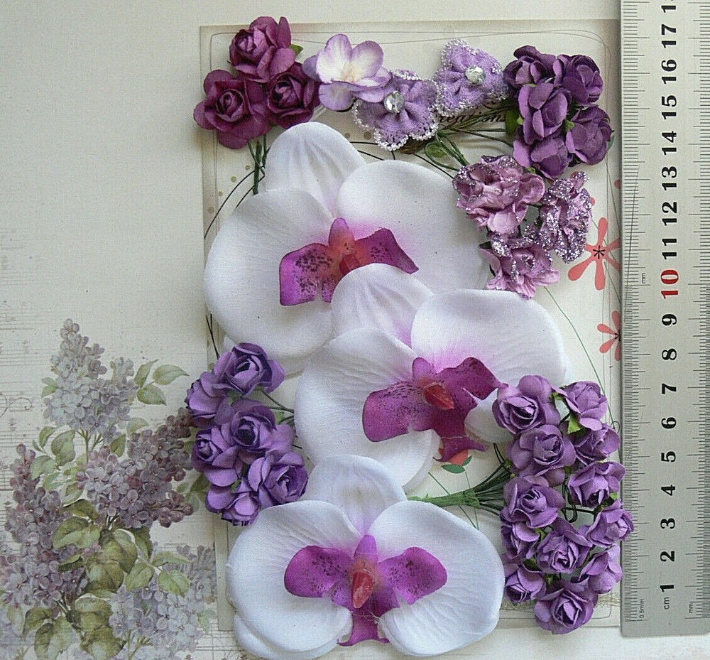 FRANGIPANI ROSES – LAVENDER PLUM – 33Flowers 15-80mm 5Styles PAPER & SILK MH VE3