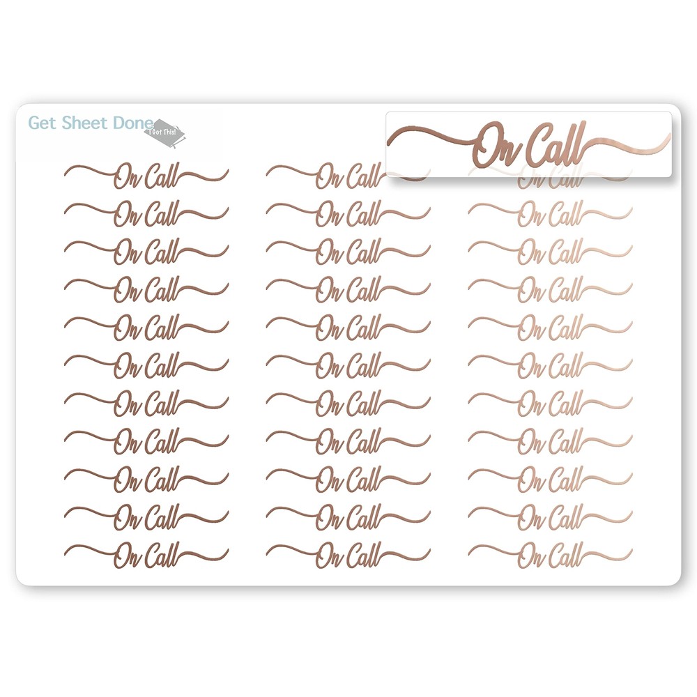 On Call  Script Planner Stickers / 30 Gold Foiled Text Headers (1.5″) /  Wo…
