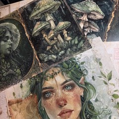 200+ cottage core mystical forest kit Lot Junk Journal Ephemera