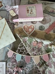 Vintage Sewing Junk Journal Kit Handmade Ephemera Stickers Tags Fabric 108 Piece