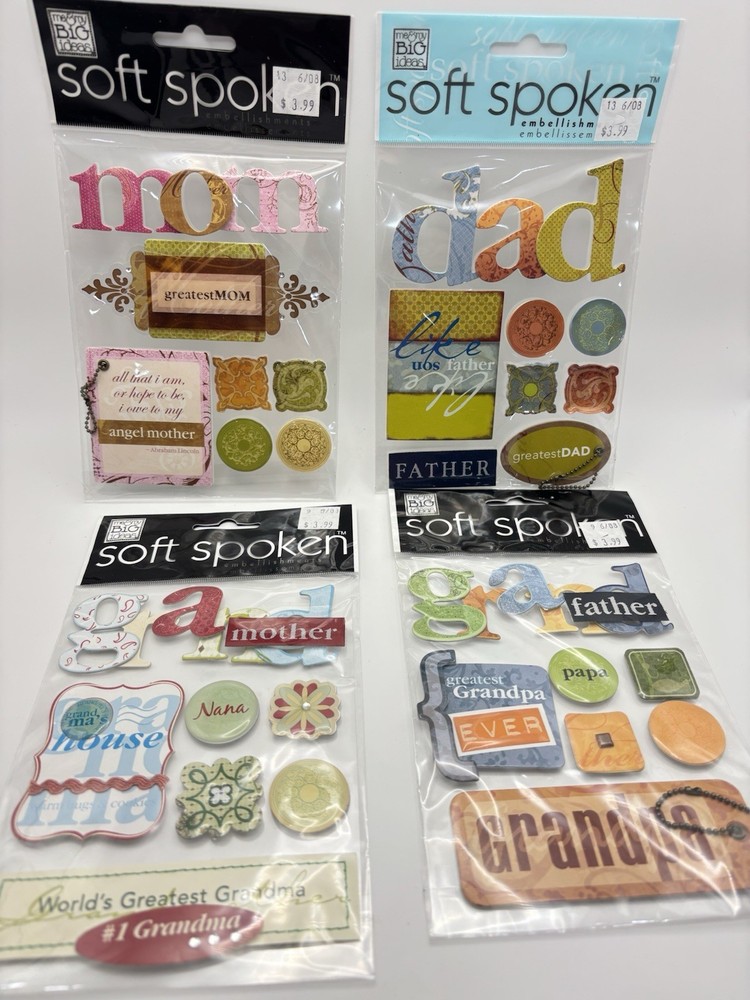 Parent & Grandparent Stickers Scrapbooking Mom Dad Grandma Grandpa New