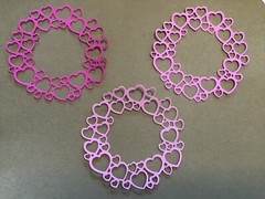 Hearts Circle Frame Heart Round Frame Die Cut Embellishments 6 pcs 3-7/8″