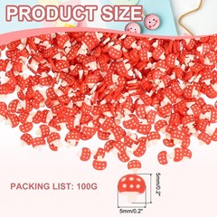 Polymer Clay Slices, 100g Red Mushroom Slice Fruit Art Slices, Red