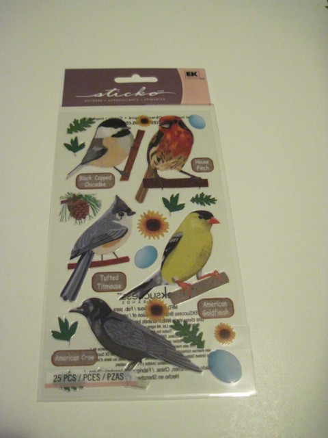 Scrapbooking Crafts Stickers Sticko Top US Birds Finch Crow Titmouse Goldfinch