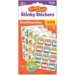 TREND Scratch ‘N Sniff Food Favorites – 288ct Scented Stickers, 8 Scents, Retro