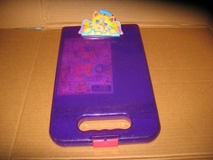 Vtg Lisa Frank Be Creative Angel Cat Glitter Purple Clipboard W/Stickers
