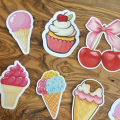 Food & Drink Dessert Scrapbooking Sticker Set Multicolor Ice Cream Cupcake