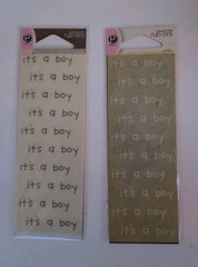 2 Pebbles Duplicate Rub-Ons «Its a Boy» White Letters And Black Letters, NEW