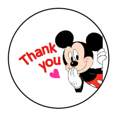 30 THANK YOU MICKEY MOUSE ENVELOPE SEALS LABELS STICKERS 1.5″ ROUND CUSTOM MADE