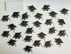 Gartner Studios BLACK/SILVER GRADUATION CAP Die-cuts with Adhesive – 25 pcs