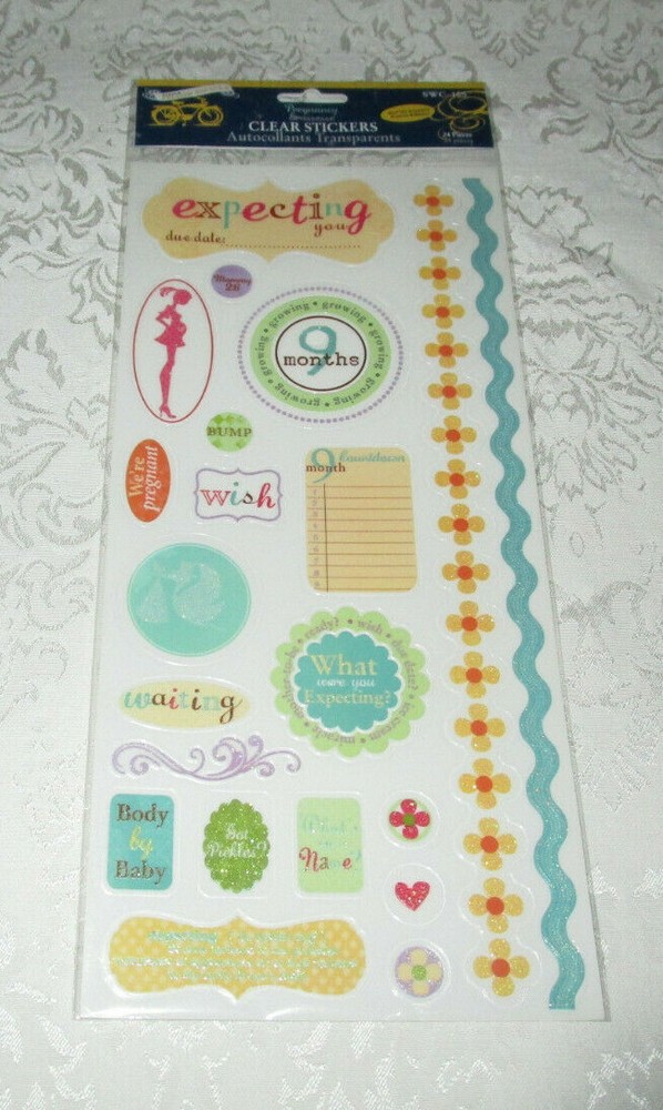 Pregnancy, Expecting, Baby Shower Sticker Embellishments Little Yellow Bicycle