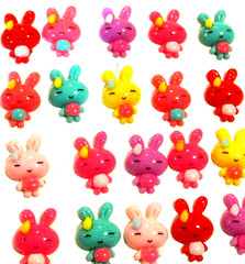 Lot of 20 Multicolor Little Girl Bunnies Flatbacks For Crafting – NEW (#26)