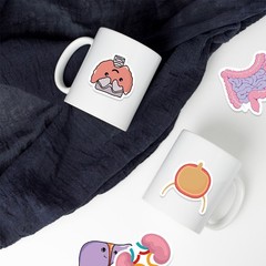 65Pcs Cartoon Colorful Heart Brain Organ Doodle Stickers – Luggage/Fridge/Notebo