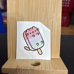 Pusheen Cat Neapolitan Ice Cream Bar Sticker 2 Inches H X 1.5 Inches W