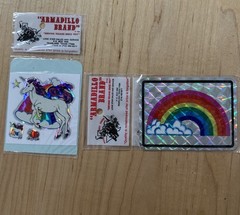Vintage 80’s 90s Armadillo Brand Prism JUMBO Unicorn Rainbow Sticker Lot Of 2