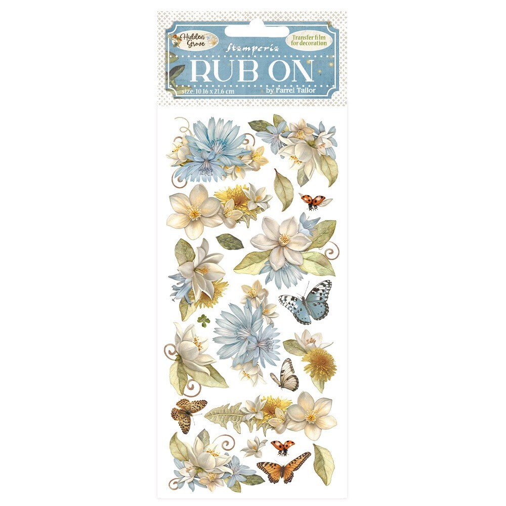 Stamperia – HIDDEN GROVE – FLOWERS & BUTTERFLY – RUB ON – 4″ x 8.5″