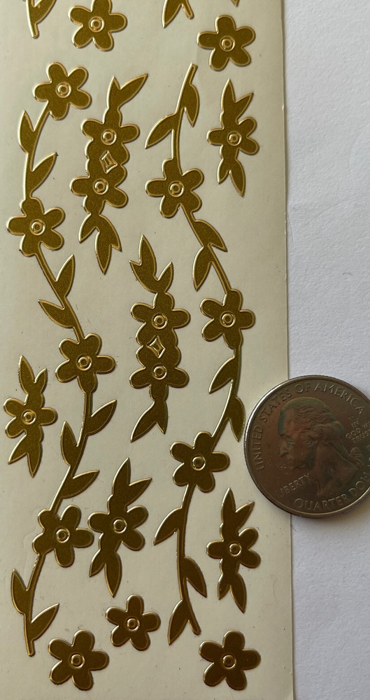 GOLD METALLIC FLOWER BORDER Stickers(19pc)Stampendous•Garden •Daisy•Card Making•