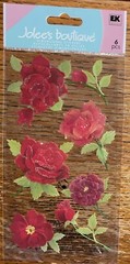 RARE Jolees Red Roses Flowers Stem Buds Velum W/Gem Garden 3D Scrapbook Stickers