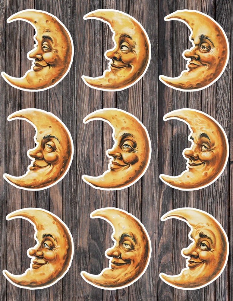 Vintage Style Man in the Moon Vinyl Stickers Scrapbooking Laptop Waterbottle