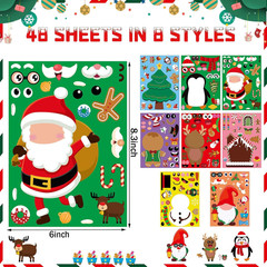 48 Sheets Christmas Stickers for Kids, Make a Face Stickers for Christmas Party