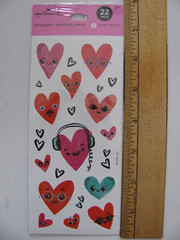 Hallmark Stickers FUNNY FACES HEARTS 1 Sheet 22 Pieces NIP