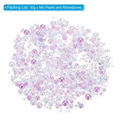 30g Mix Pearls Rhinestones 3-10mm Rhinestones Half Pearls Pink Purple White