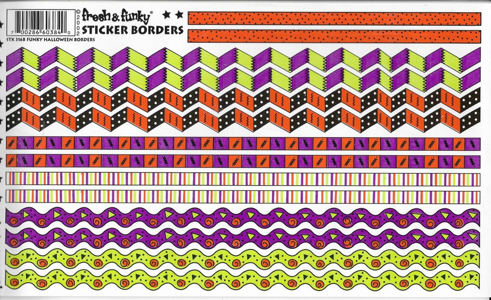 Borders Luvin’ Lime Orange Green Purple Black11.25″ Border Fresh Funky Stickers