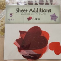 NEW Lot 4 Pkgs HEARTS Stickers Vellum Paper Red Pink Primitive Embossed Vtg -C