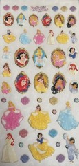 Vintage Disney Princess Glitter Stickers Snow White Ariel Aurora Belle Jasmin