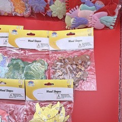 K&Designs Mixed Lot Craft Accessories Wood Shapes Fabric Appliques Flowers