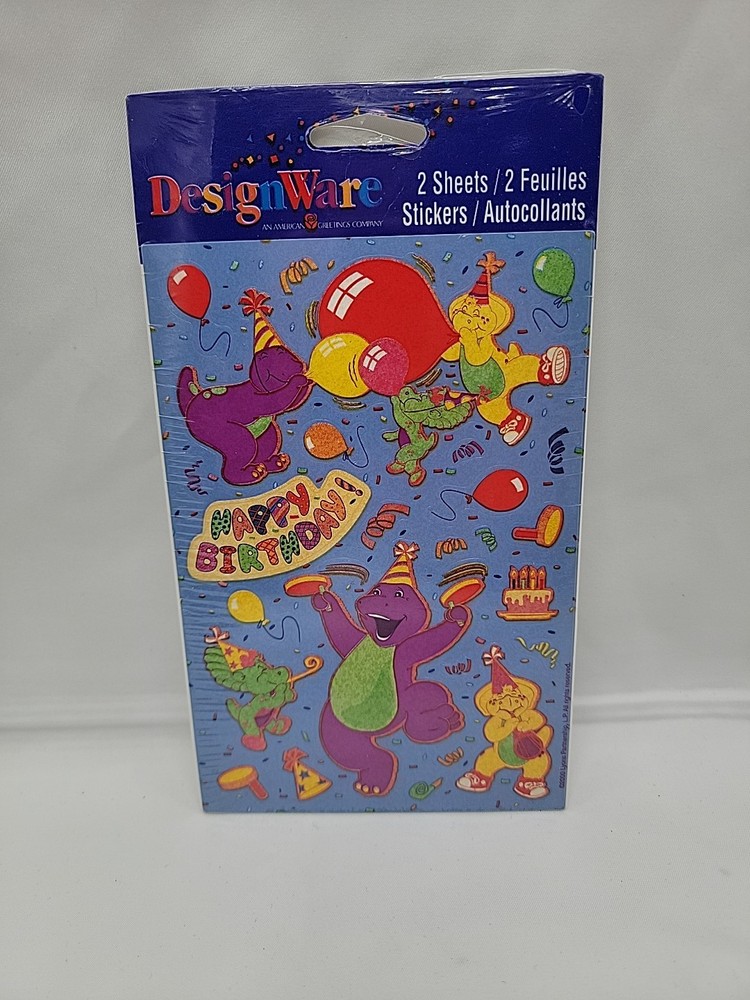 Barney Happy Birthday Baby Bop BJ Stickers 2 Sheets 2000 New