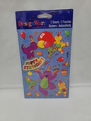 Barney Happy Birthday Baby Bop BJ Stickers 2 Sheets 2000 New