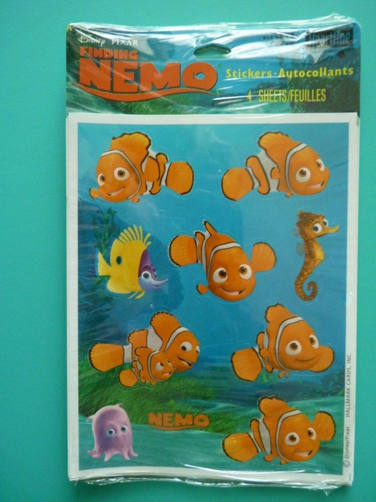 Vintage Hallmark Stickers FINDING NEMO Disney Pixar Sealed Pkg (4) Sheets