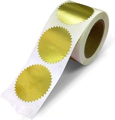 Gold Seals for Certificates, Gold Metallic Embossing Stickers with Serrated E…