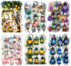 90Pcs Floral PET Stickers, Fantasy Holographic Stickers for Scrapbooking, DIY Cr