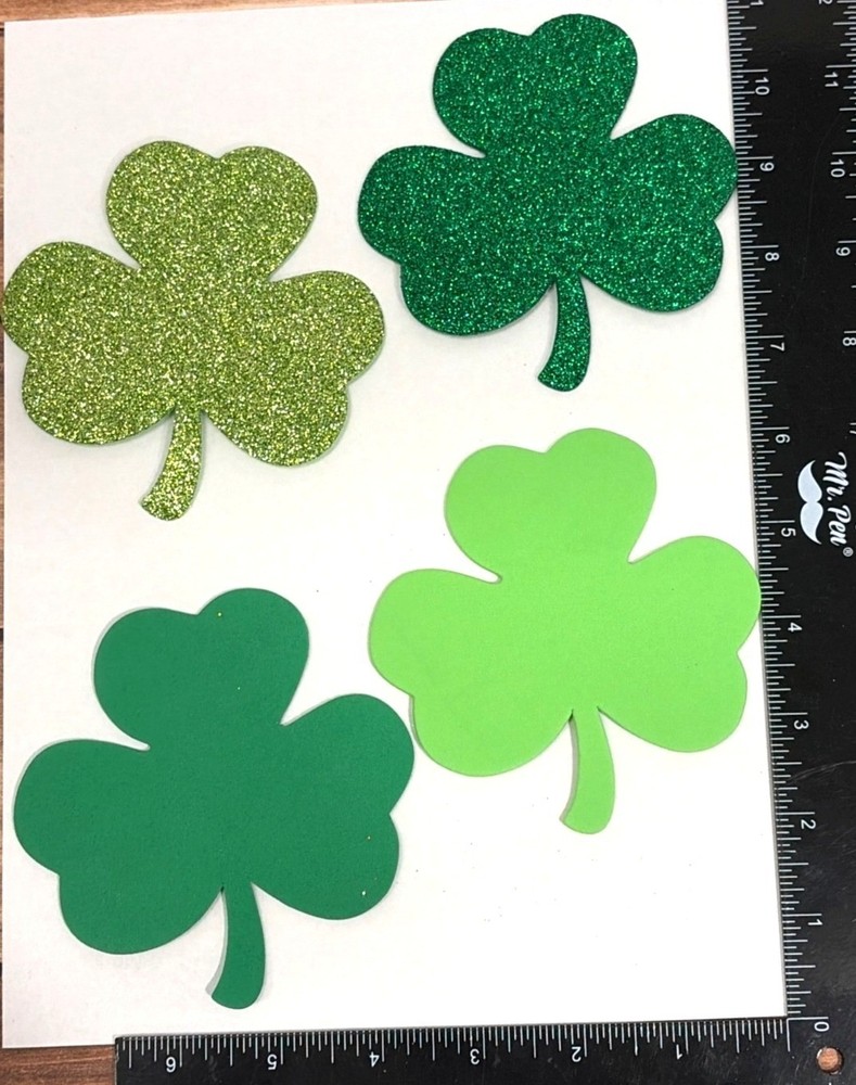 Celebrate It St. Patricks Day Foam SHAPES 12 Pc Glitter & Solid Shamrocks