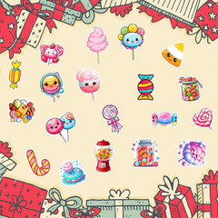 Cute Candy Stickers 50Pcs Waterproof Vinyl for Scrapbook Journal Laptop