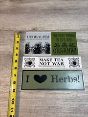 Lot of 4 Organic Herb Stickers Decals «Best Things in Life are Organic»
