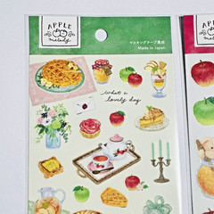 Kawaii Apple Sticker Set (2 Sheets) Japanese Stationery GAIA Made in Japan