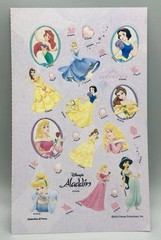 Disney Princess Sticker Sheet ~ Ariel Aurora Belle Jasmine Snow White Cinderella